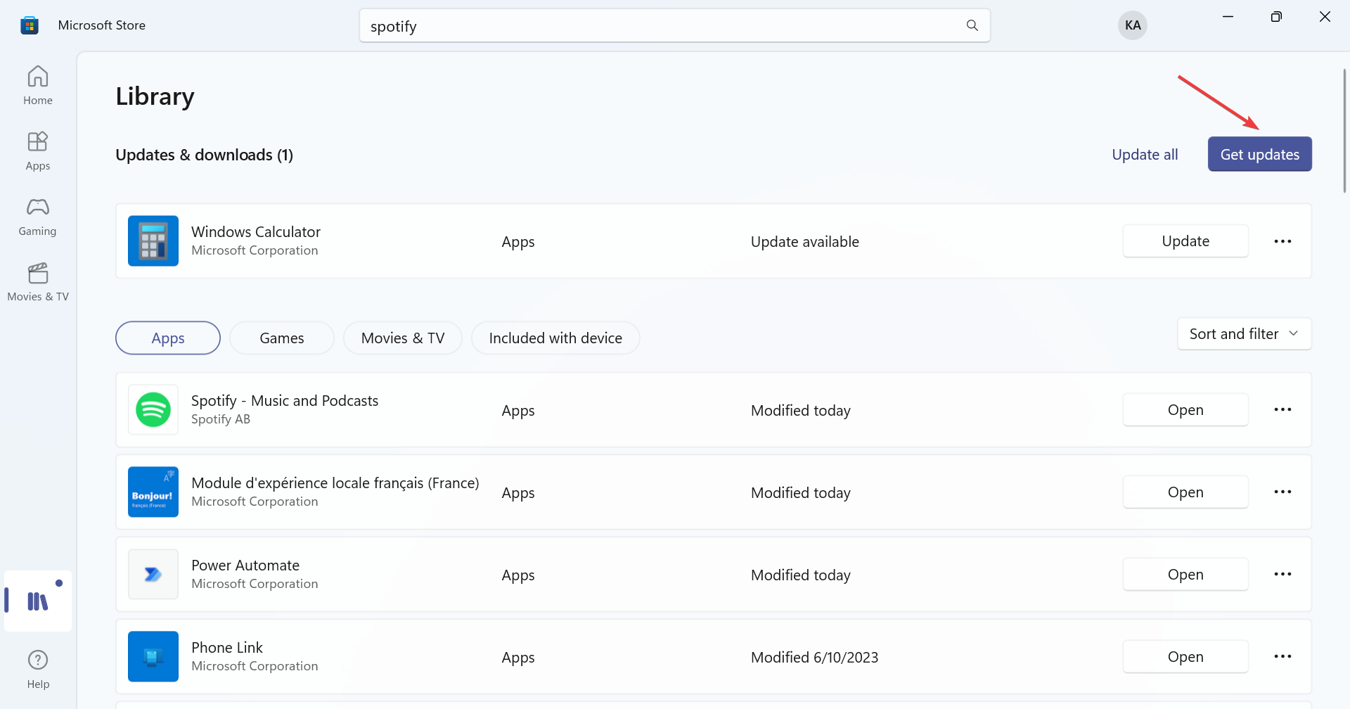 Получить обновления Microsoft Store