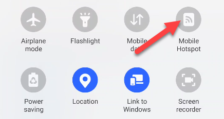 Тумблер «Мобильная точка доступа» в быстрых настройках