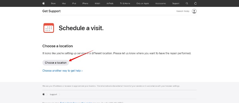 image showing schedule a visit option