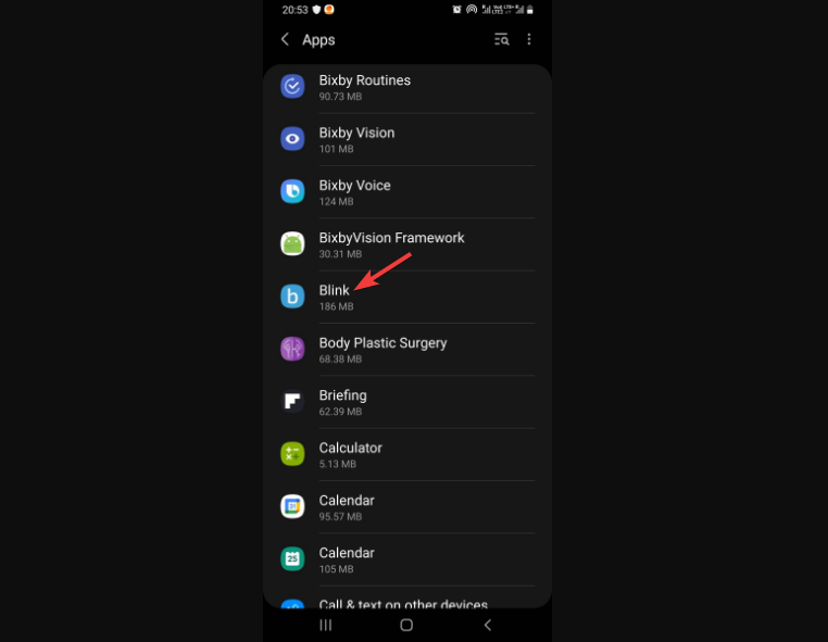 Информация о приложении Blink в Android