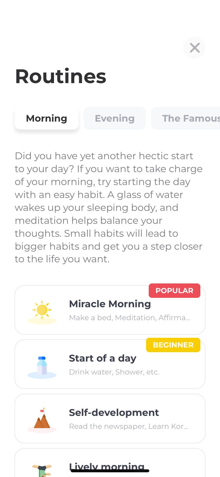 Routinery app morning routines
