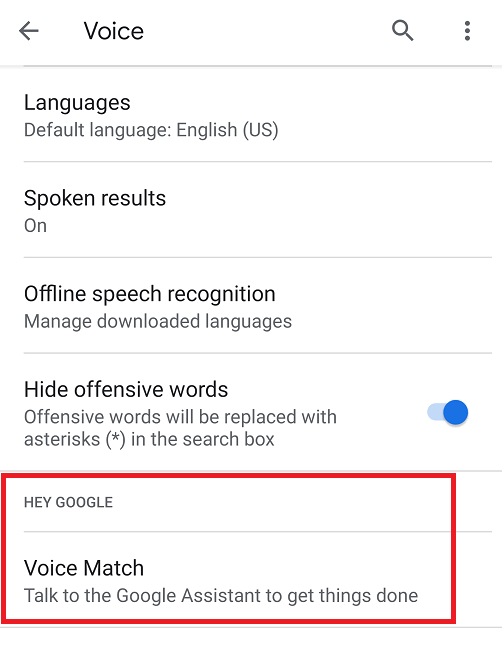 Настройка Voice Match для Hey Google