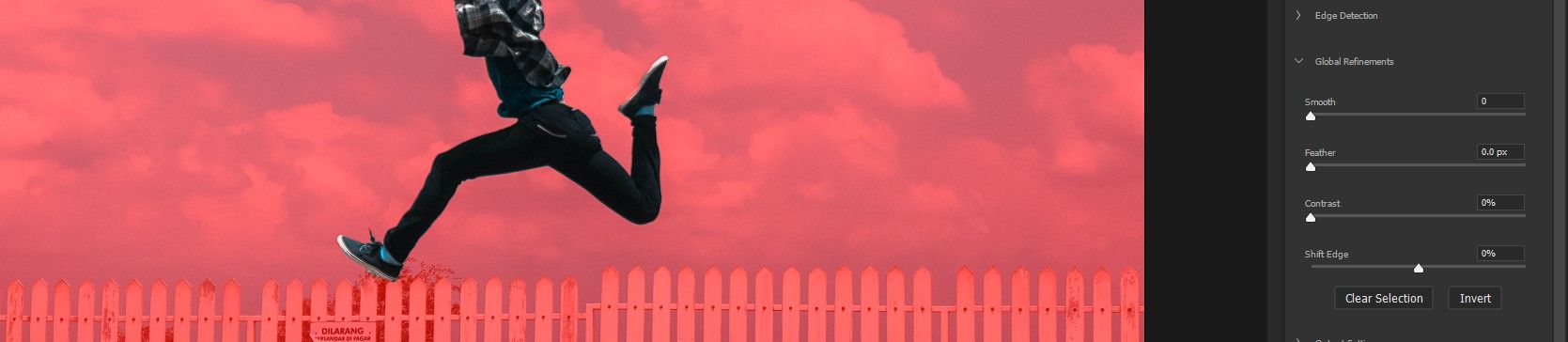 Глобальные ползунки Smooth, Feather, Contrast, Shift Edge