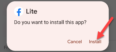 Нажмите «Установить» для завершения установки
