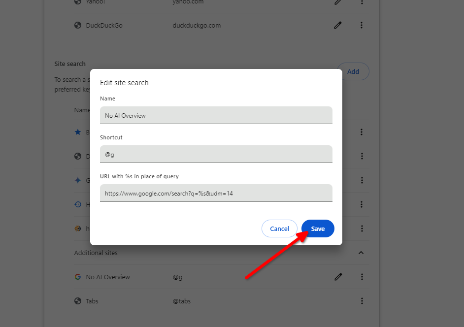 Создание пользовательской поисковой системы в Chrome