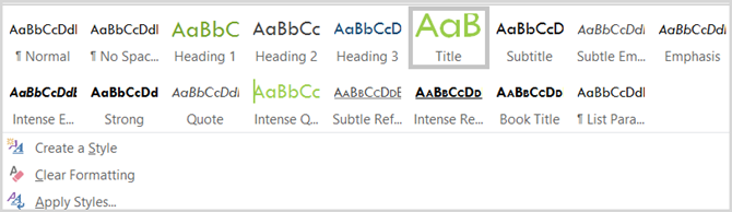 Styles Home Tab Word