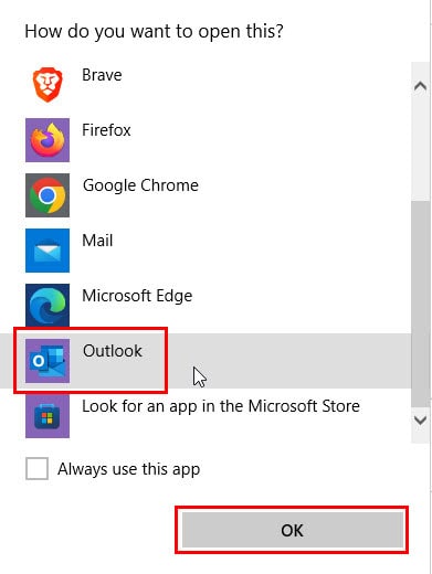 Выбор почтового клиента для отправки файла
