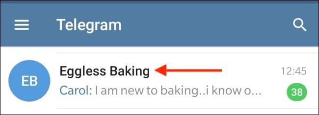 Выбор беседы для отключения уведомлений в Telegram на Android