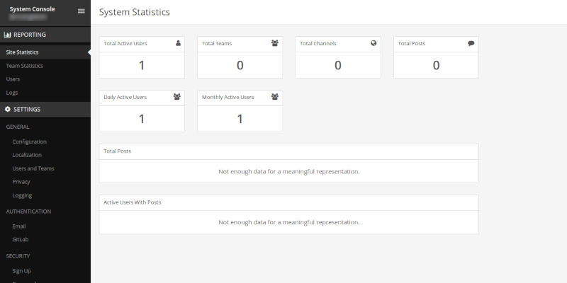 Системная консоль Mattermost — панель администратора