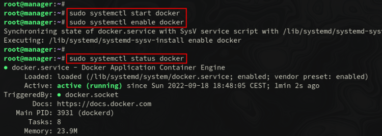 Проверка состояния службы Docker