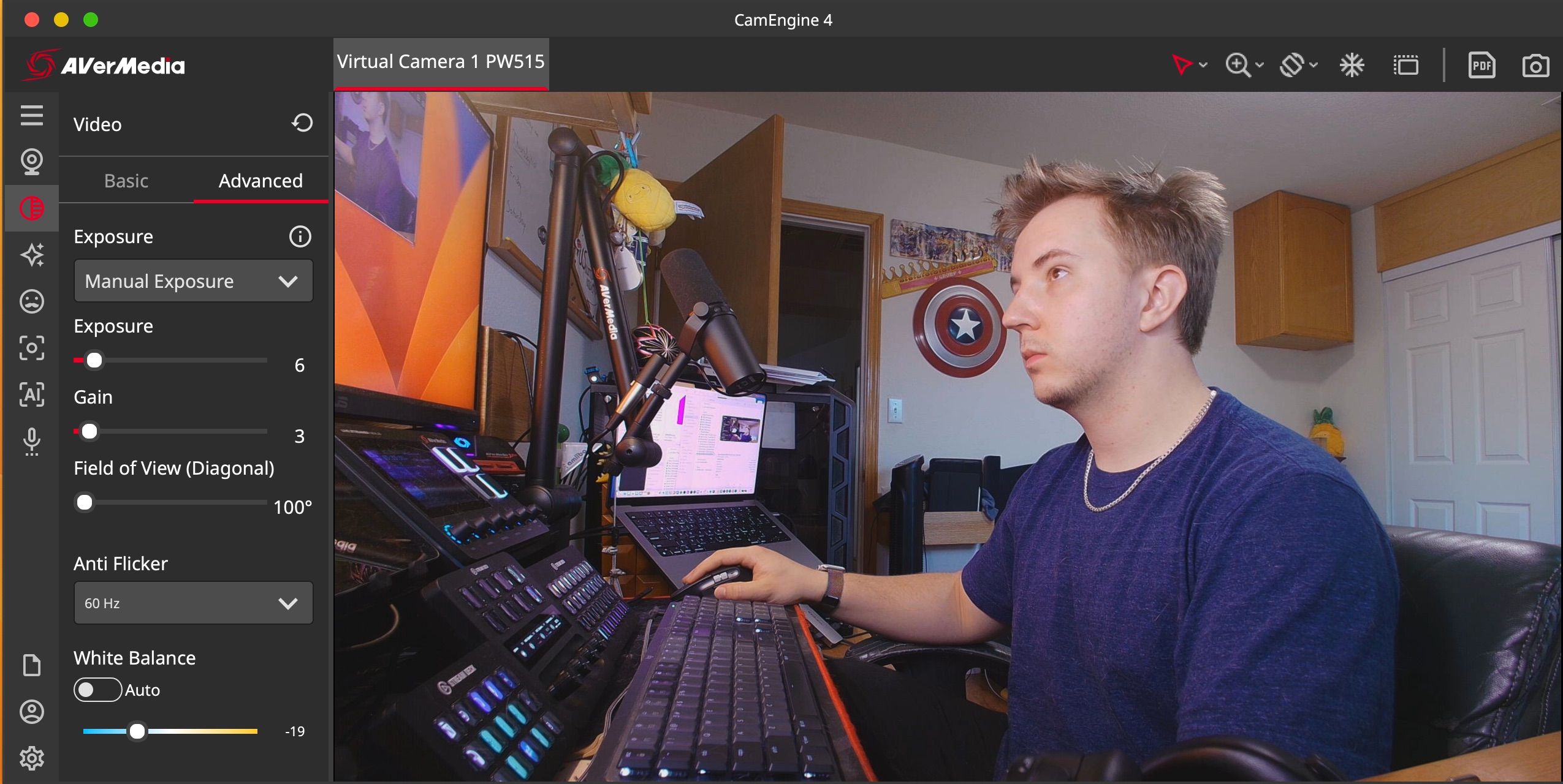 Webcam software setting example