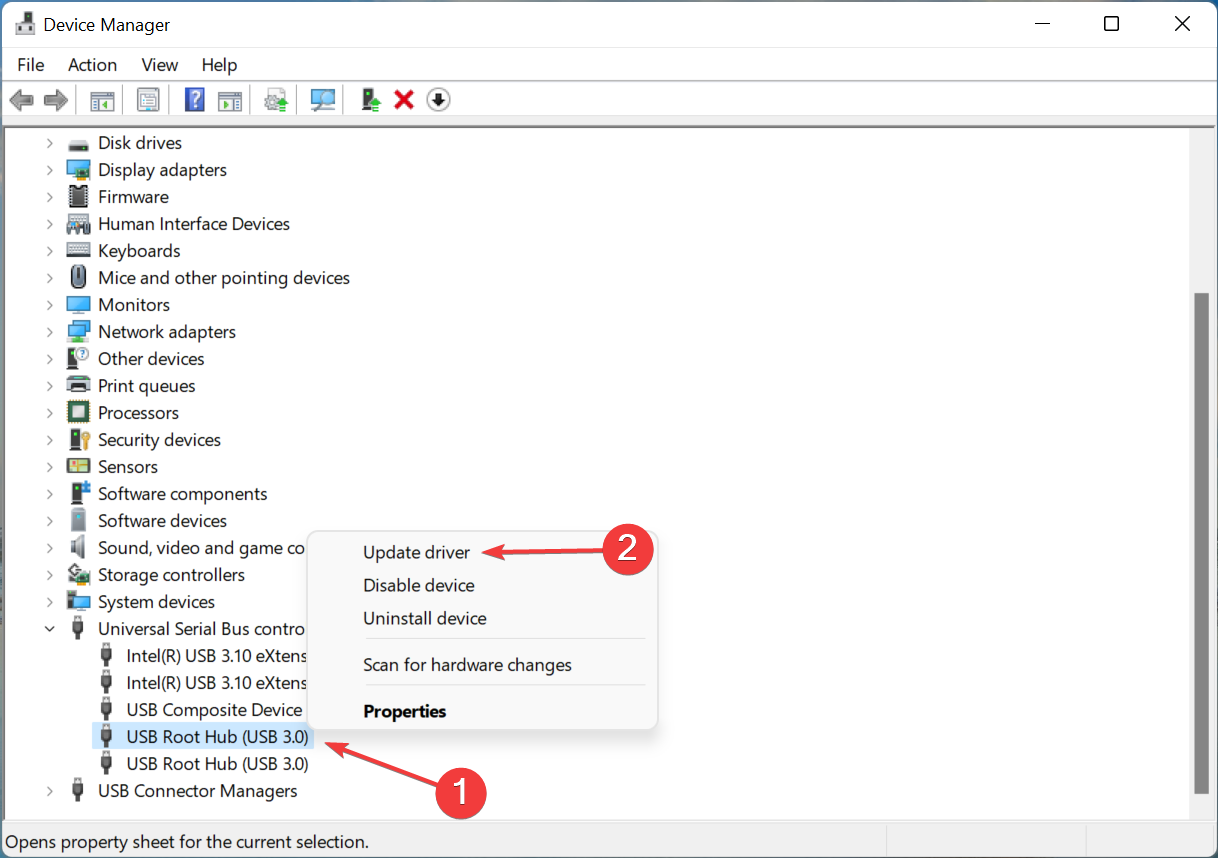 Меню Обновить драйвер в Диспетчере