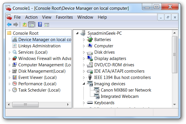 Собранная панель администрирования с несколькими снап-инами
