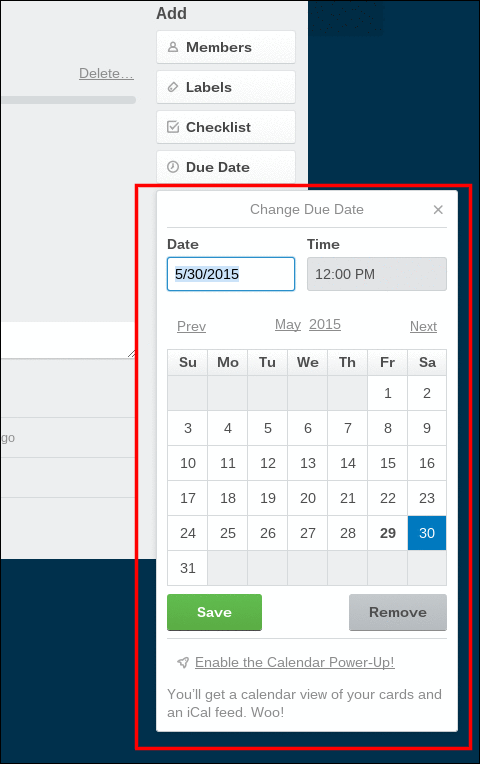 Установка срока выполнения задачи