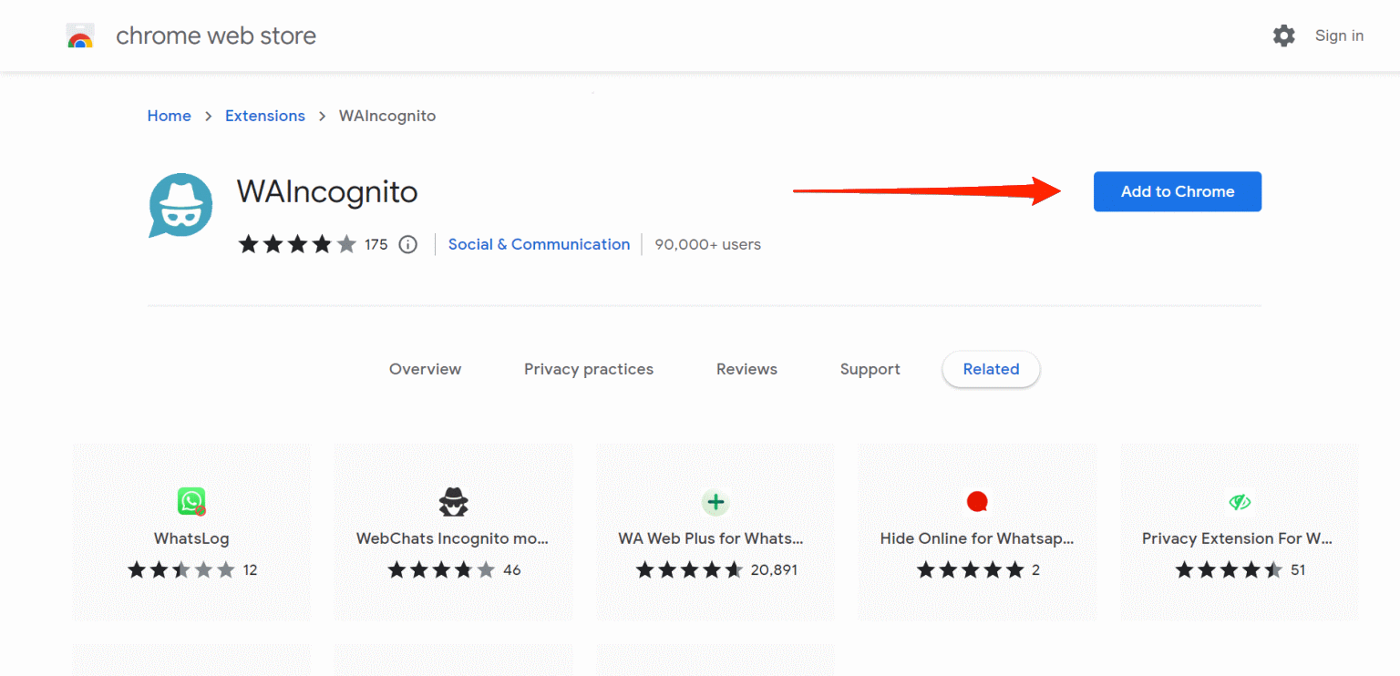 Подтверждение установки WAIncognito