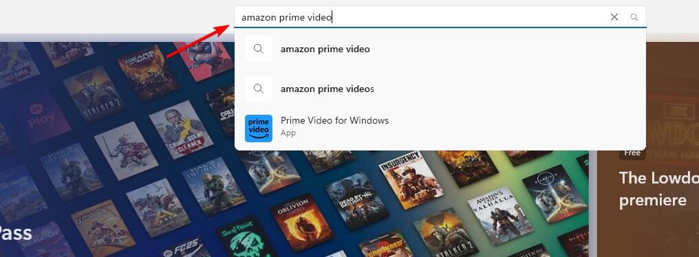 Barre de recherche du Microsoft Store affichée