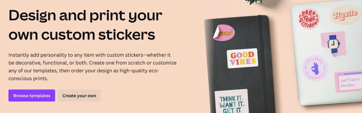 Панель создания стикера с выбором «Create Your Own»