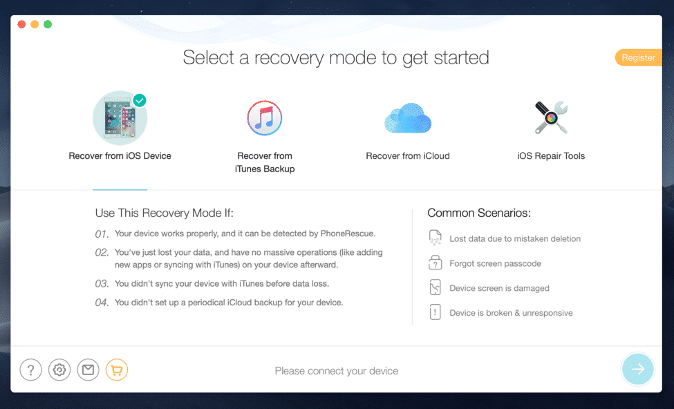 Заголовок: PhoneRescue распознаёт устройство
