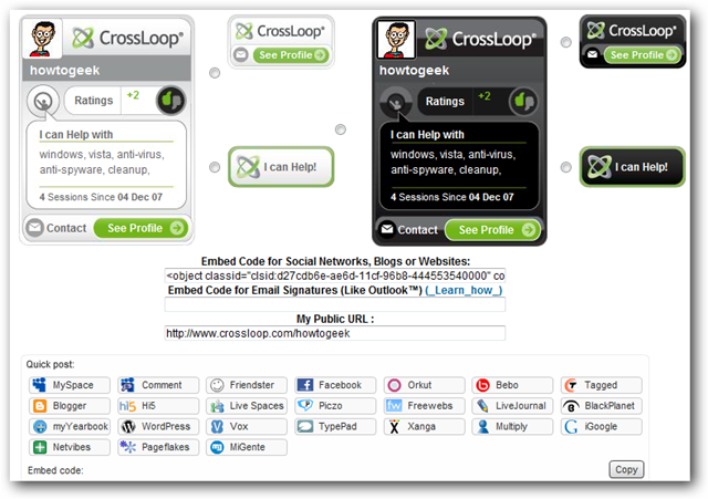 Галерея виджетов CrossLoop для блога и социальных сетей