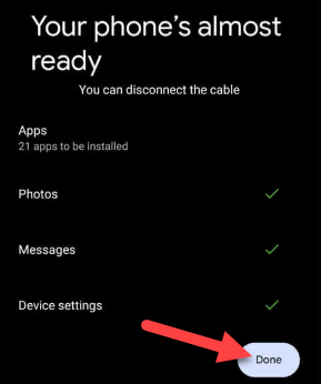 Завершите настройку и нажмите «Готово».