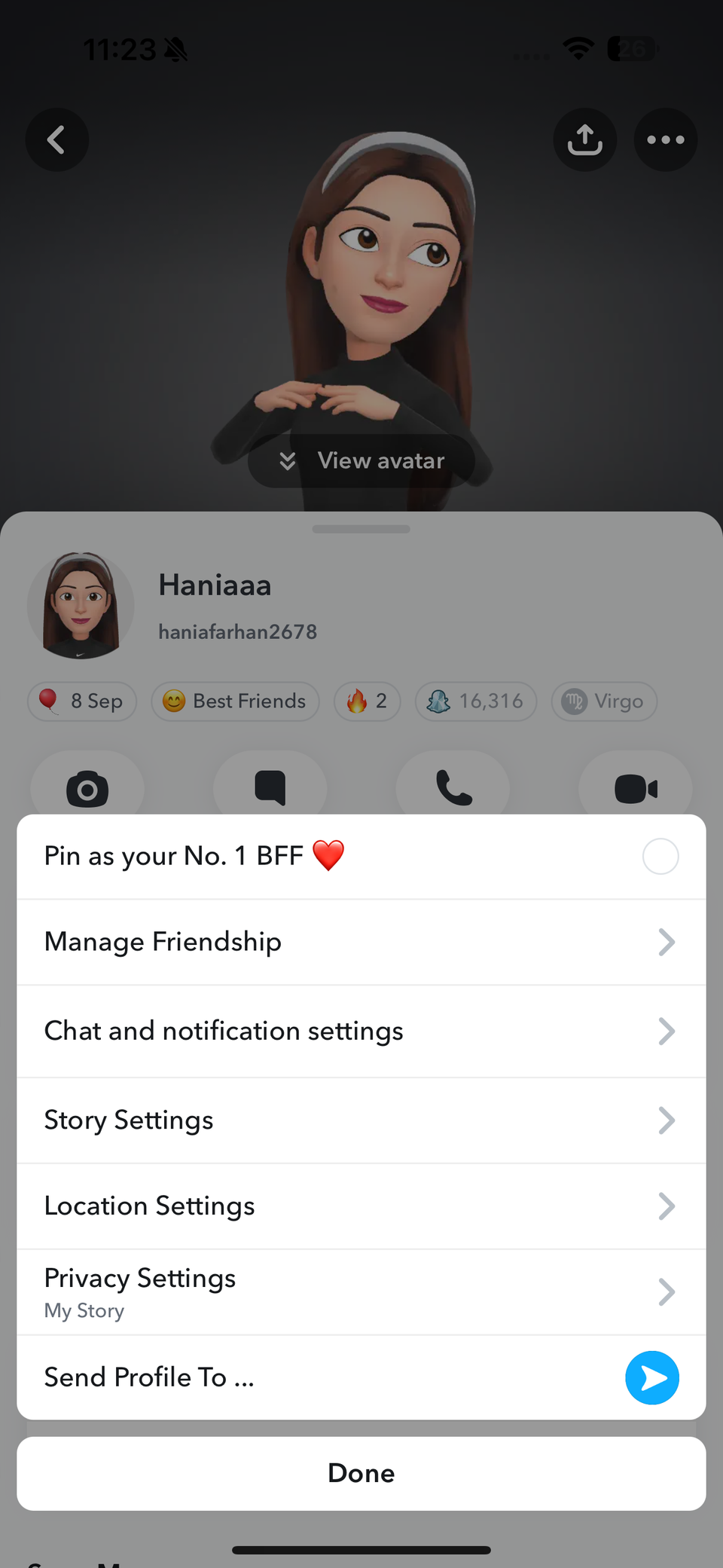 Опции, появляющиеся при нажатии на значок с тремя точками
