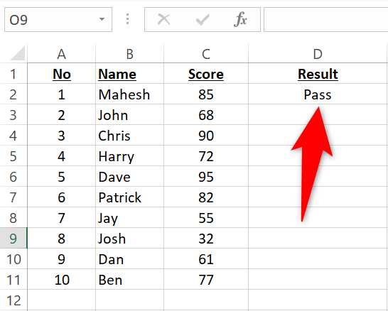 Результат применения IF для одной записи