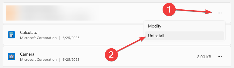 Окно подтверждения удаления программы в Windows 11