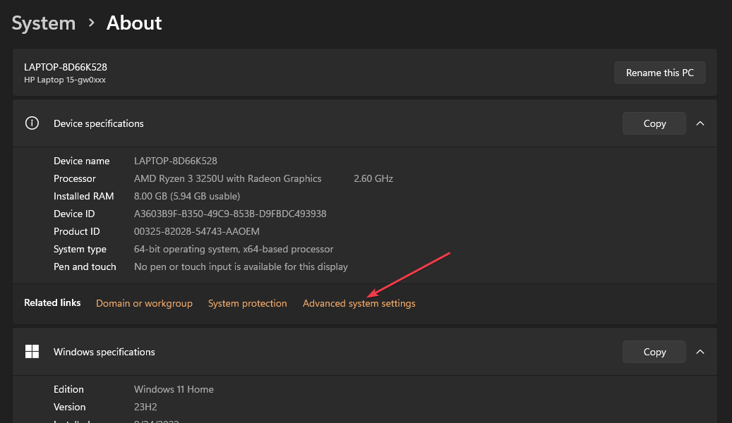 Дополнительные параметры системы