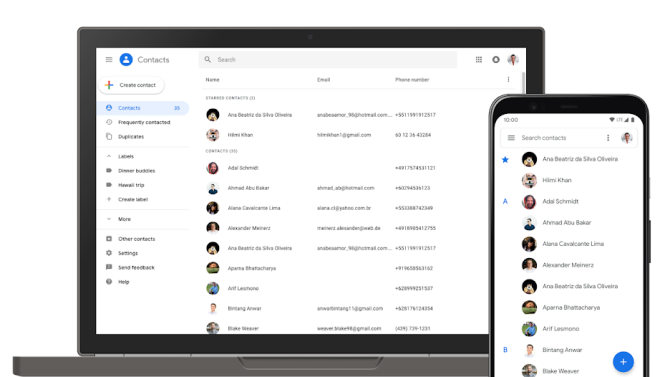 Приложение Google Contacts на Android