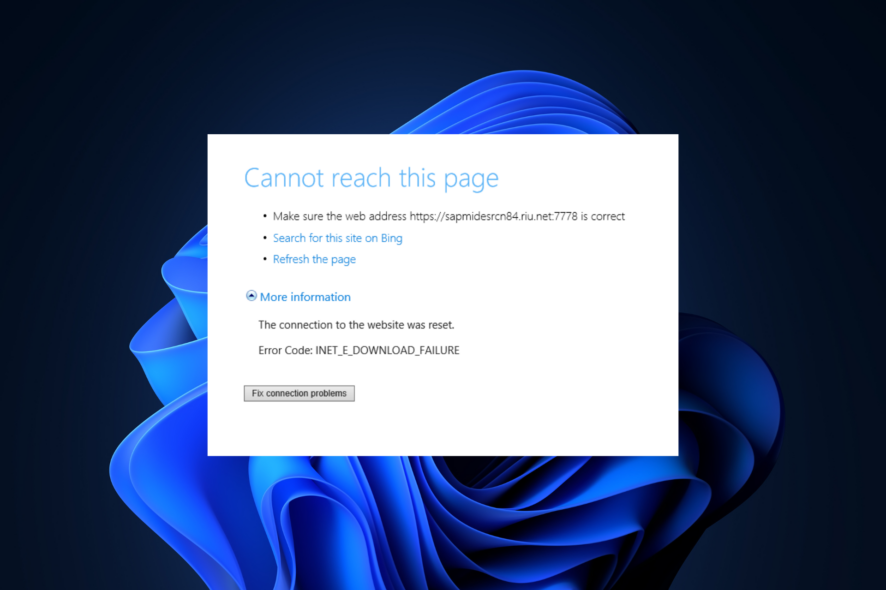 Исправление INET_E_DOWNLOAD_FAILURE в Edge