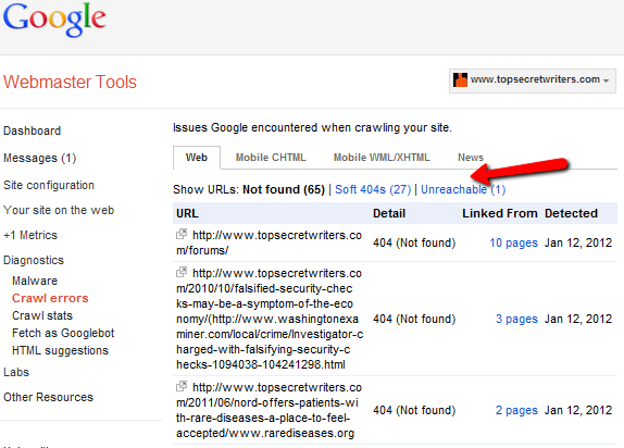 Отчёт о 404‑ошибках в Google Search Console