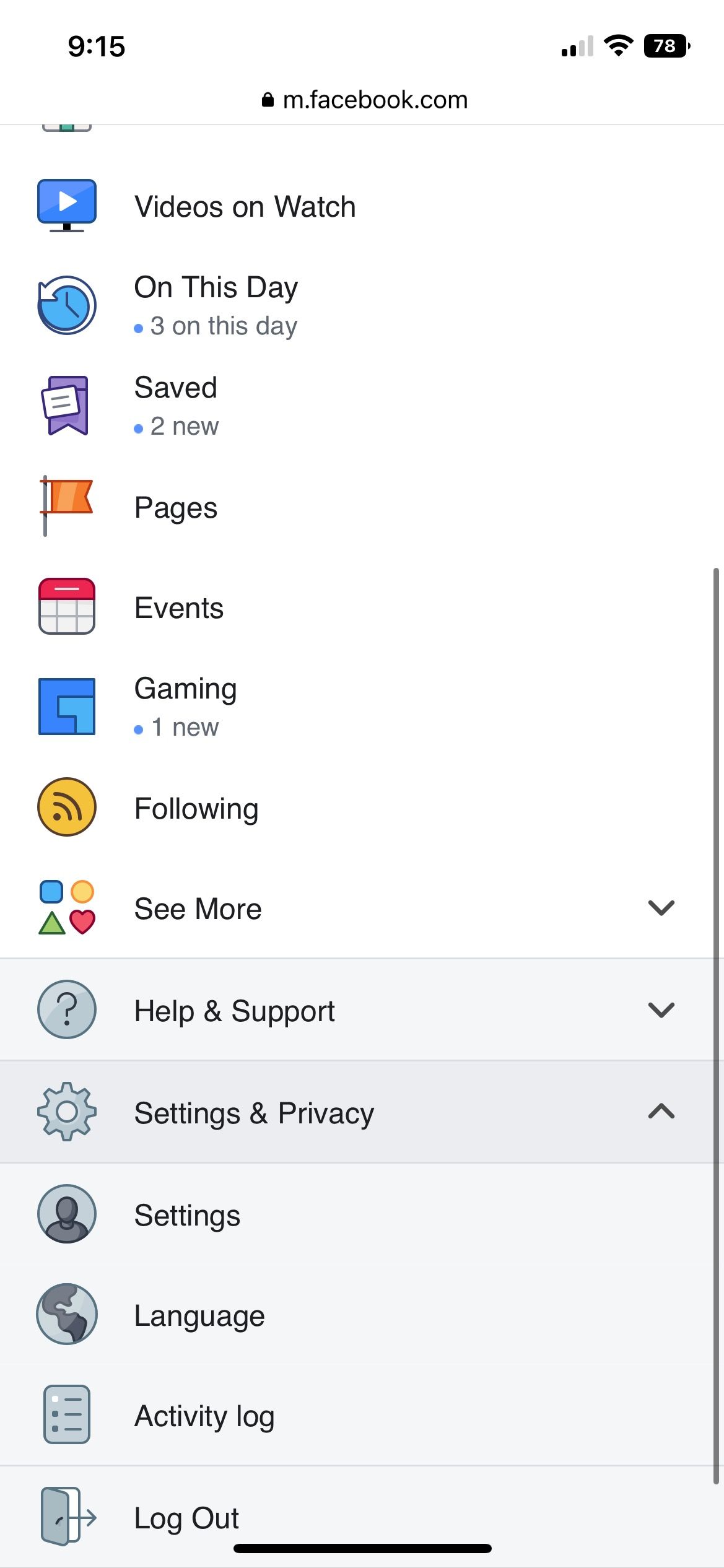 Откройте меню «Настройки и конфиденциальность»