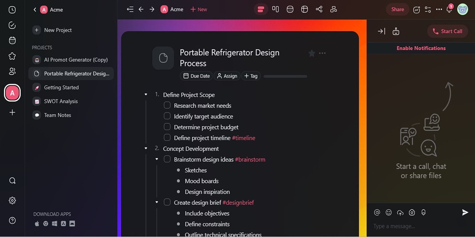 Генератор подсказок Taskade