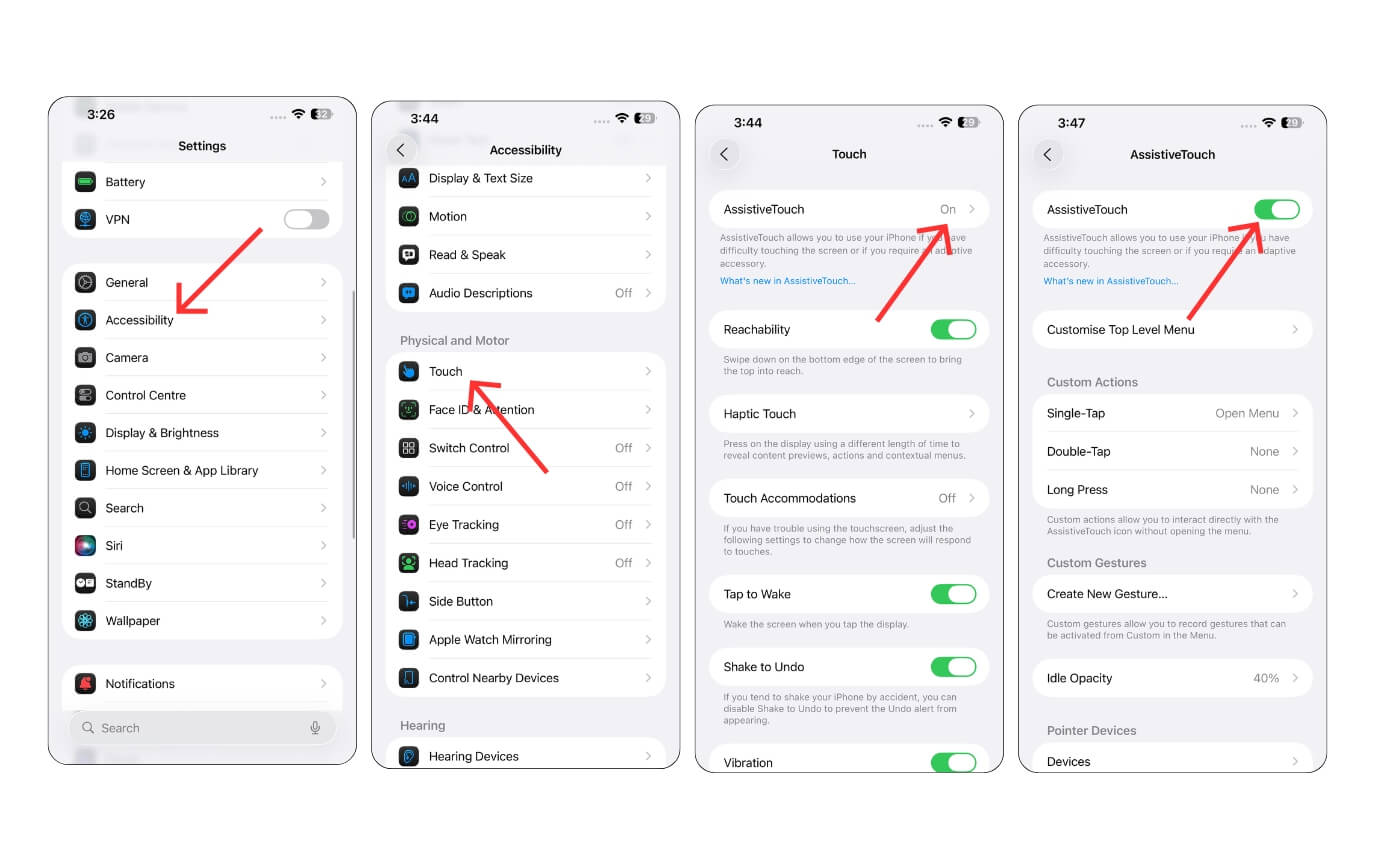 включение AssistiveTouch на iPhone – всплывающее меню