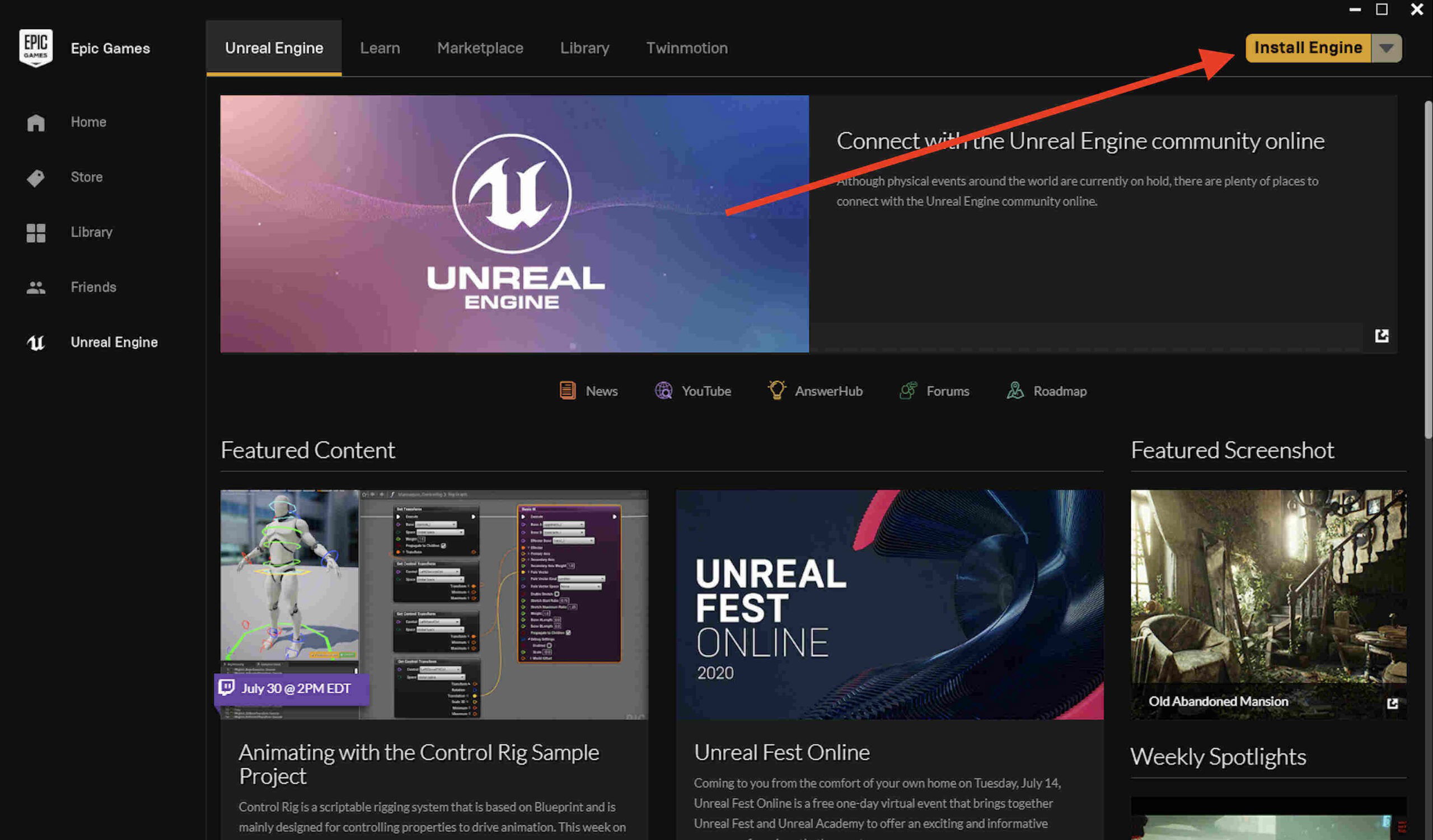 Установка Unreal Engine через Launcher