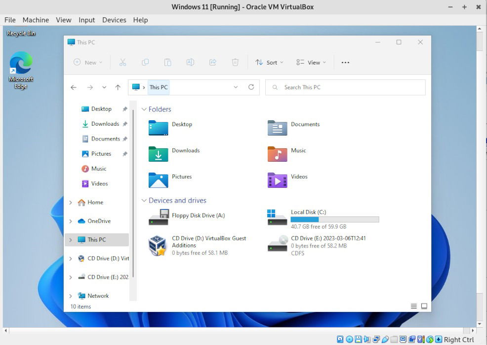 Смонтированный образ Guest Additions в Проводнике.