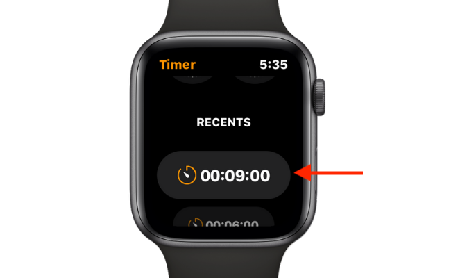 Использование недавнего пользовательского таймера на Apple Watch