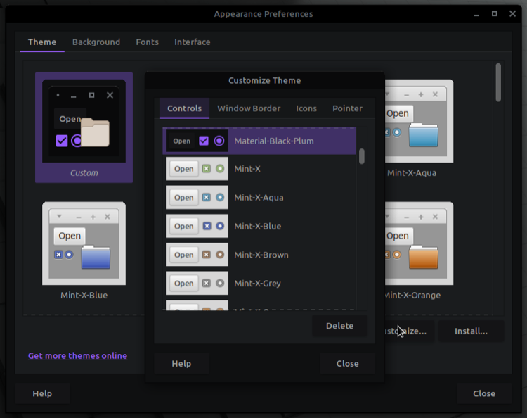 настройка темы в linux mint