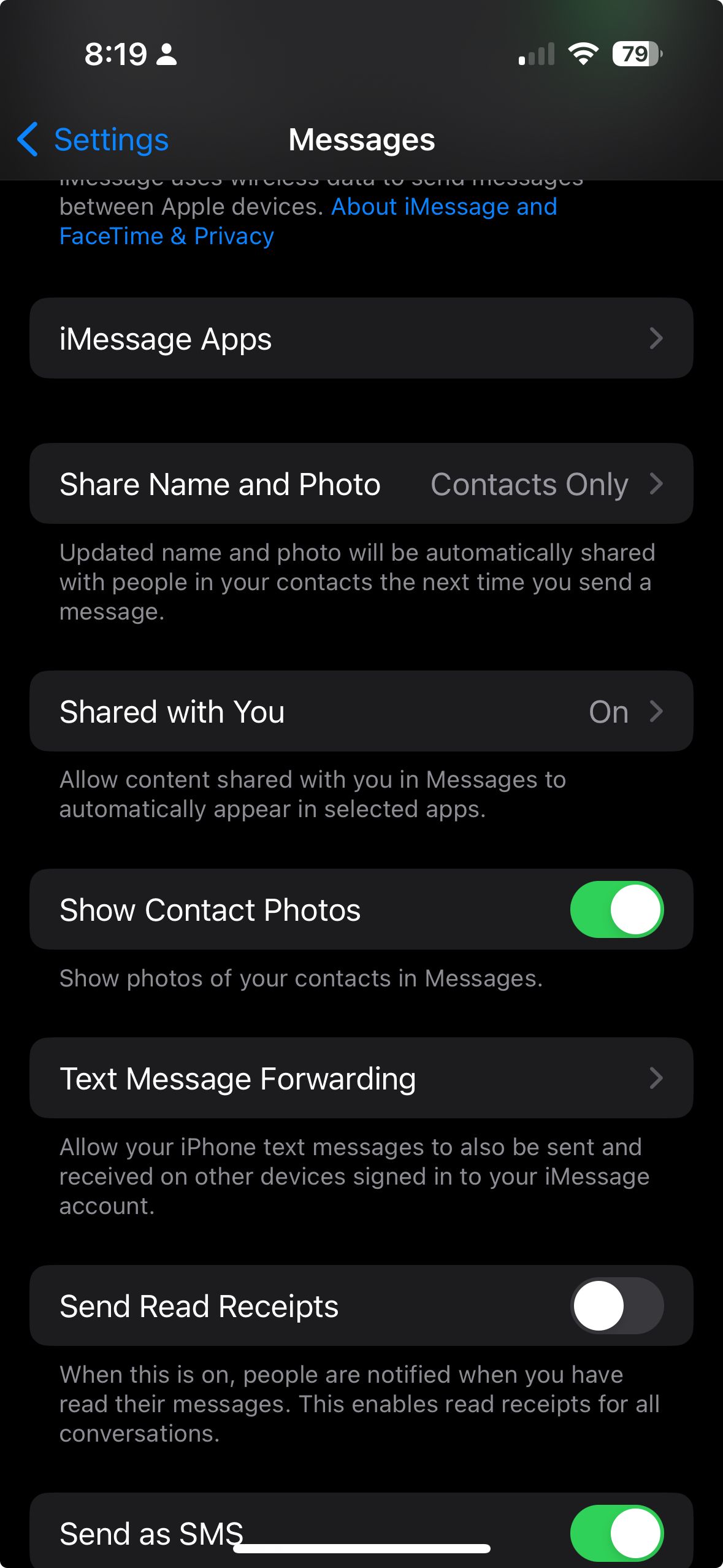 Text Message Forwarding Option