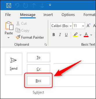 Поле «Скрытая копия» в новом письме