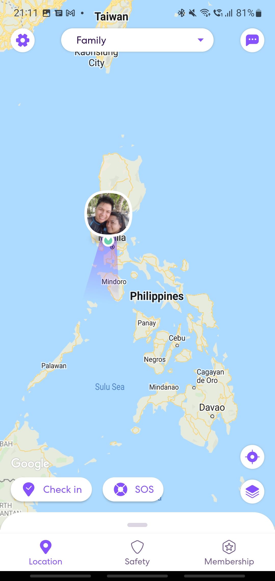 Интерфейс Life360: основное окно с картой и маркерами