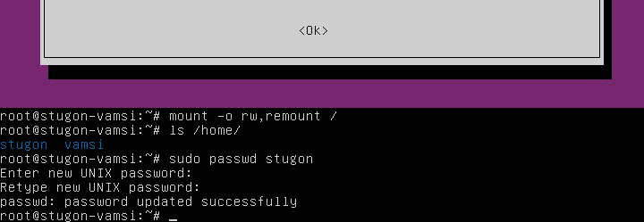 Ввод нового пароля для пользователя