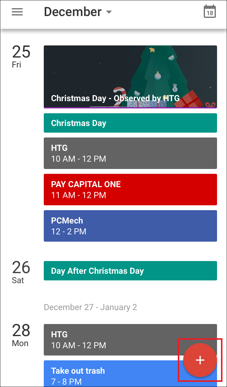 Меню создания: событие или напоминание