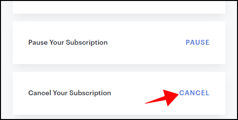 Кнопка «Отменить» на странице управления подпиской Hulu