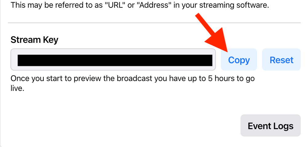 Поле с копированием Stream Key в Live Producer
