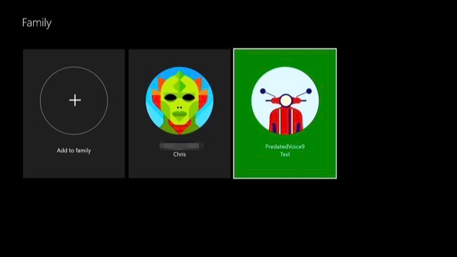 Список учётных записей семьи