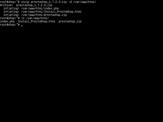Распаковка архива PrestaShop