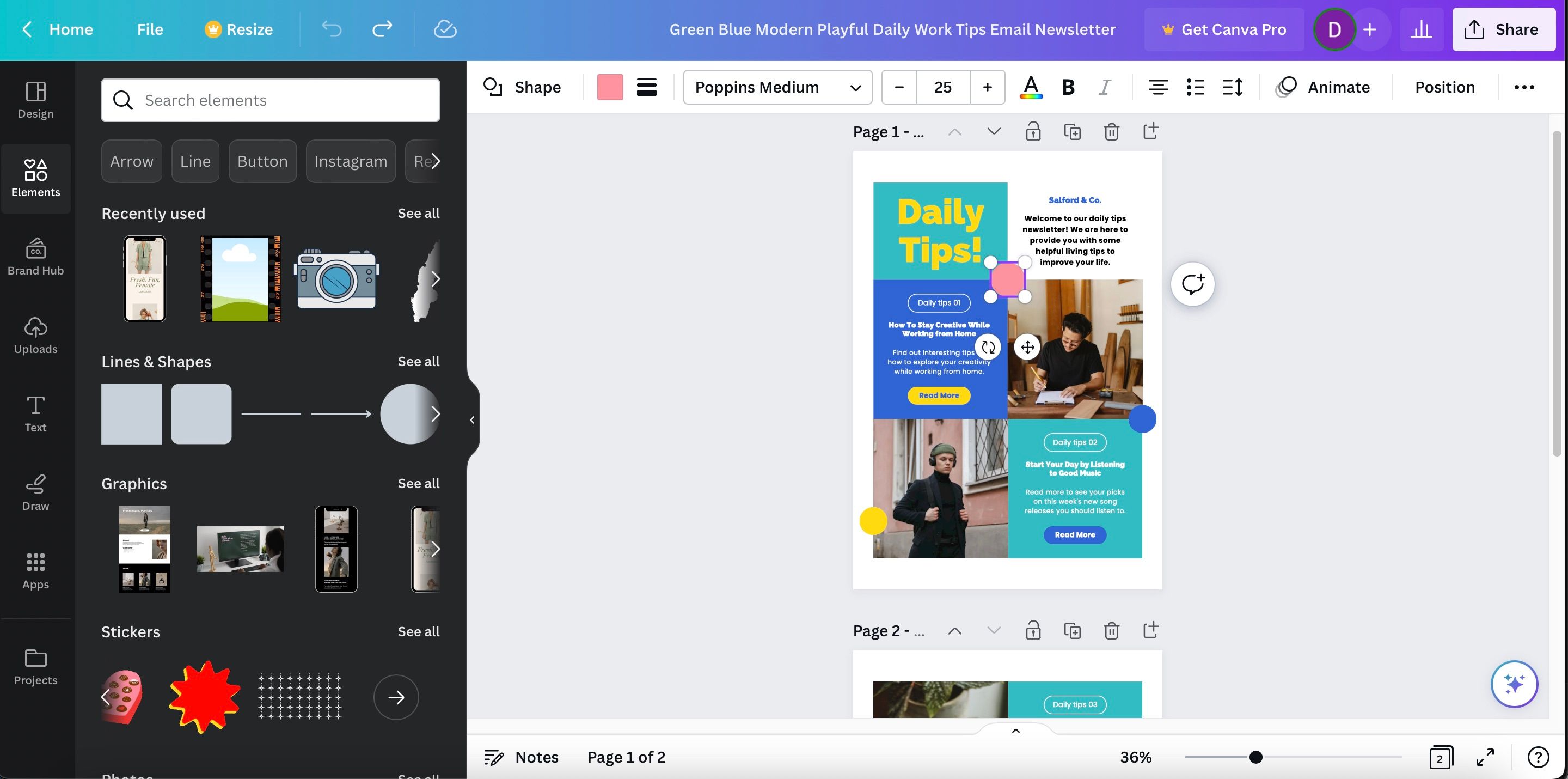 Элементы для рассылки в Canva