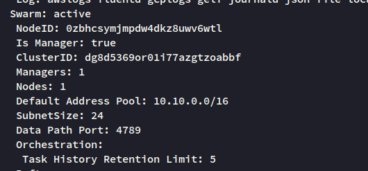 Снимок: docker info, swarm active