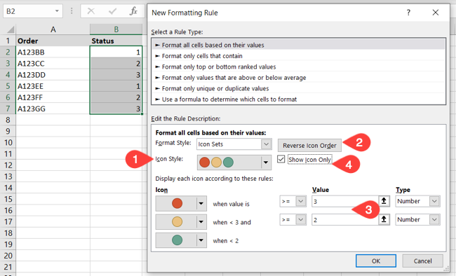Пример настройки: показывать только иконку для правил